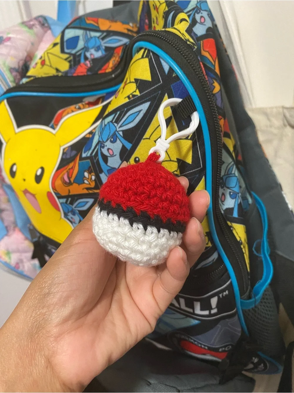 Handmade Red & White Poké Ball Keychain Charm